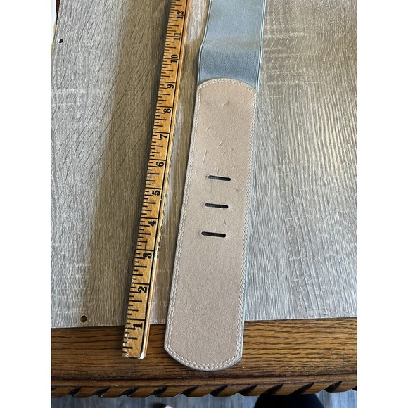 NY & Co Woven Elastic Steel Gray Faux Leather Stretch Belt Sz L / XL - Picture 6 of 8